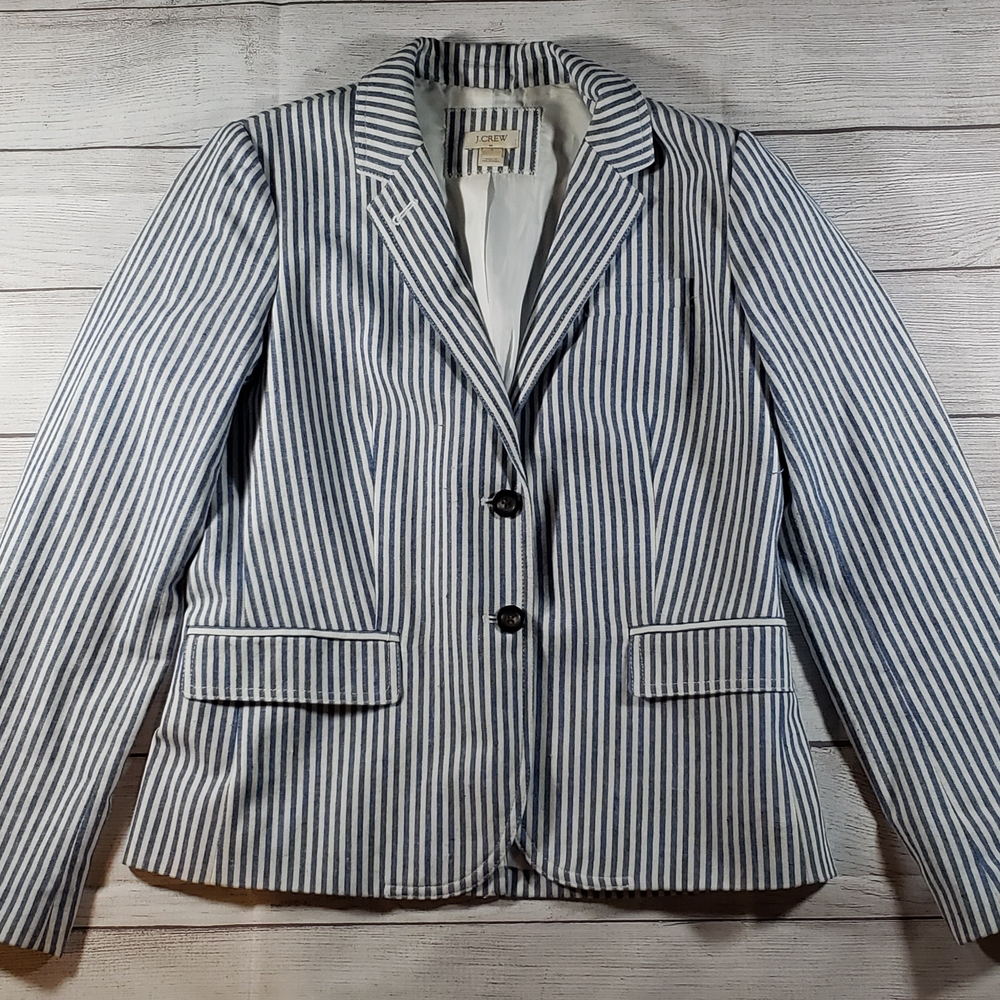 J. Crew Blue and White Blazer Tailored Suit Jacket